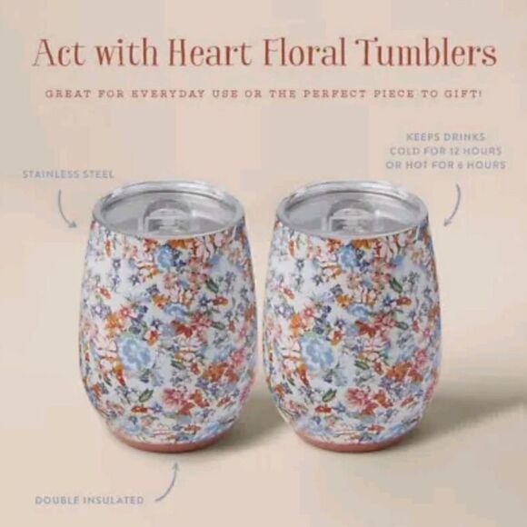 Womens Girls Matilda Jane Heart to Heart Act with Heart Tumbler Set 11oz NWT - Picture 2 of 2